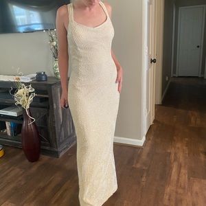 Cristall Collection Cream Beaded Gown